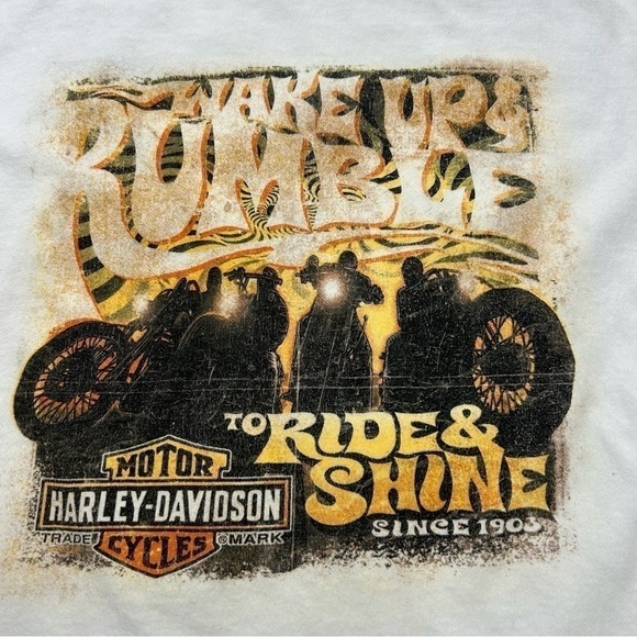 Harley Davidson Shirt Womens Medium Tee Authentic HD TShirt Wake up Rumble RIde - Picture 2 of 4